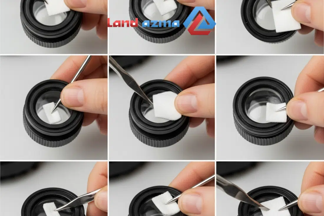 مراحل تمیز کردن عدسی میکروسکوپ