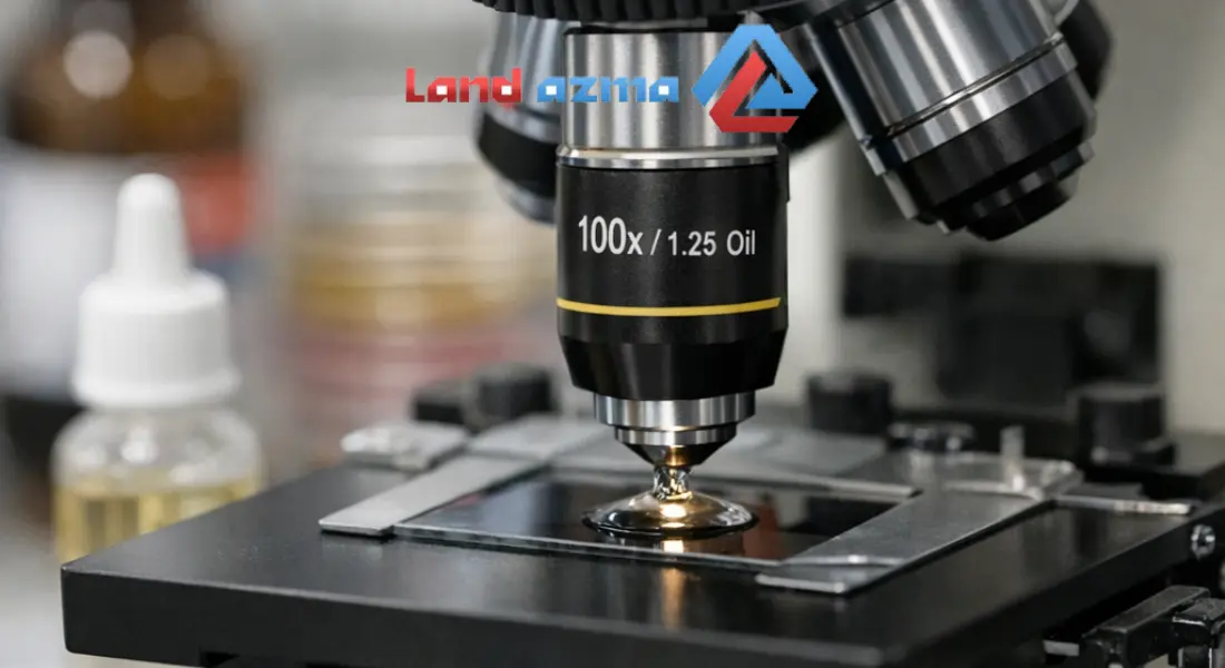 تکنیک استفاده از عدسی ۱۰۰ برابر و روغن ایمرسیون